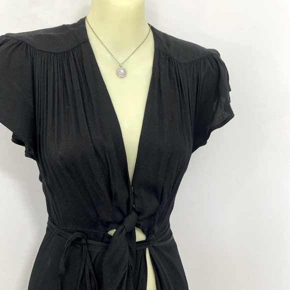REFORMATION BLACK MAXI WRAP DRESS RAYON/VISCOSE EXCELLENT  2 - Picture 2 of 9